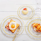50PCS Clear Plastic Dinnerware Set Reusable Plates Cups Cutlery Wedding Party