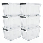 72/97QT Storage Box with Wheels & Lid – Stackable Heavy Duty Organizer 4-6-Pack