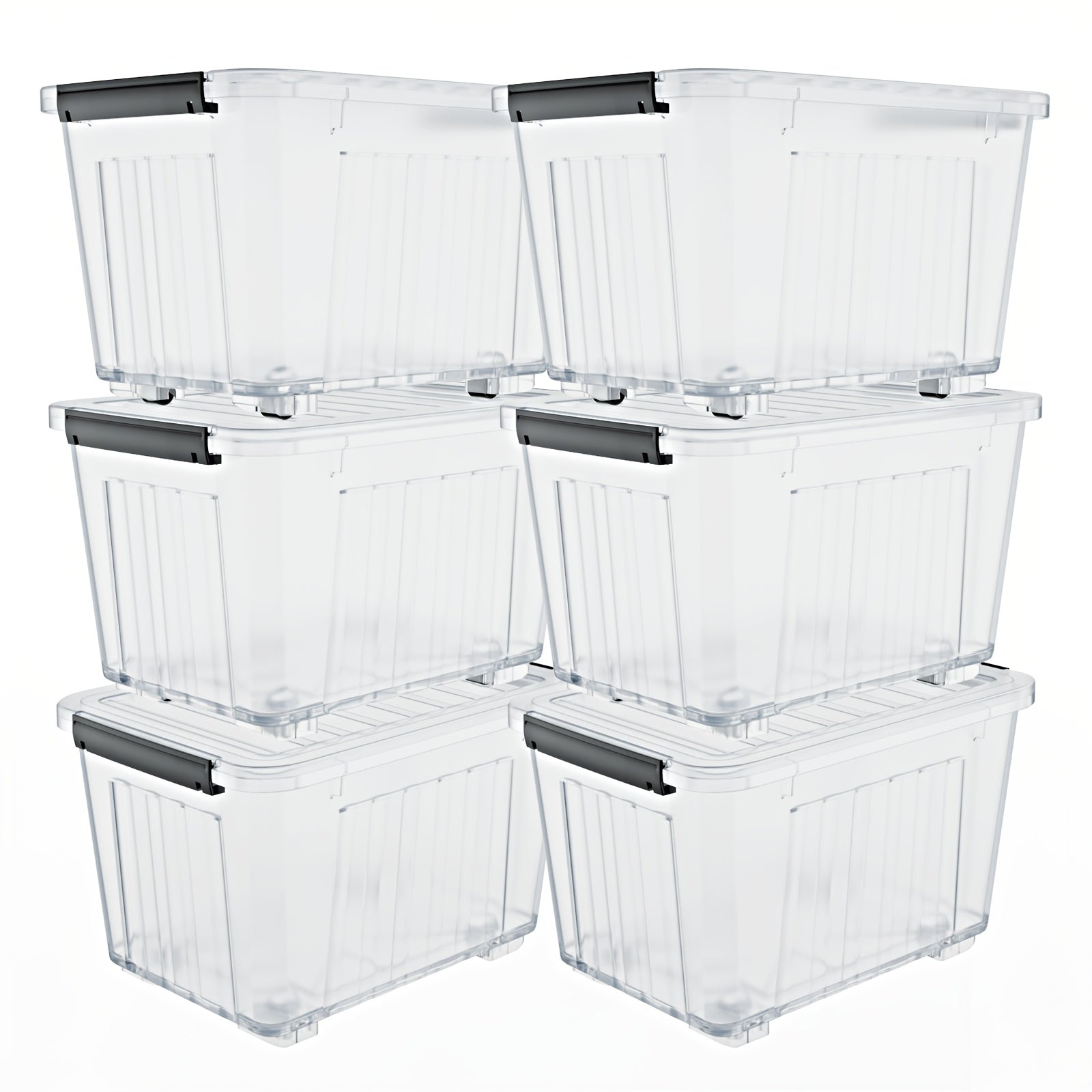 72/97QT Storage Box with Wheels & Lid – Stackable Heavy Duty Organizer 4-6-Pack
