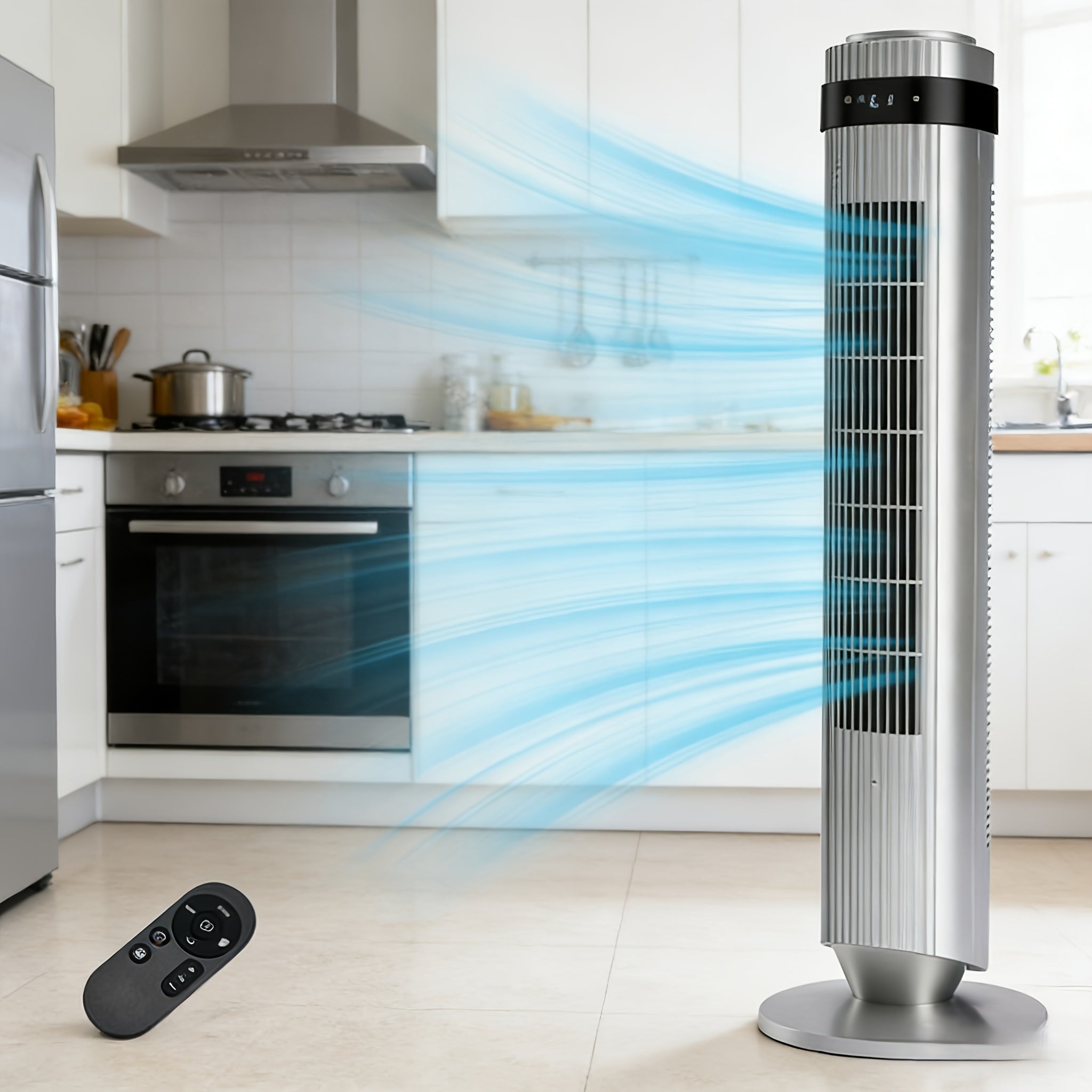 Bladeless Tower Fan - 5 Speeds, 64° Oscillating, Remote & Timer