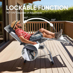 Zero Gravity Recliner Chair Foldable Patio Lounge w/Cup Holder & Cushion