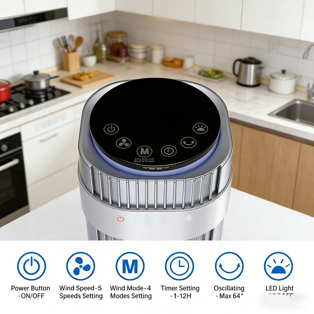 Bladeless Tower Fan - 5 Speeds, 64° Oscillating, Remote & Timer