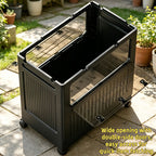 Portable Storage Bin w/ Wheels & Doors Foldable Stackable Organizer