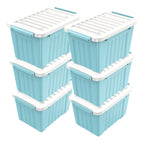 72/97QT Storage Box with Wheels & Lid – Stackable Heavy Duty Organizer 4-6-Pack