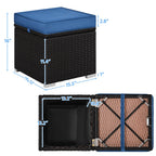 Costoffs 2PCS Rattan Storage Ottomans with Cushions – Outdoor Wicker Footstools & Side Tables for Patio, Garden & Balcony