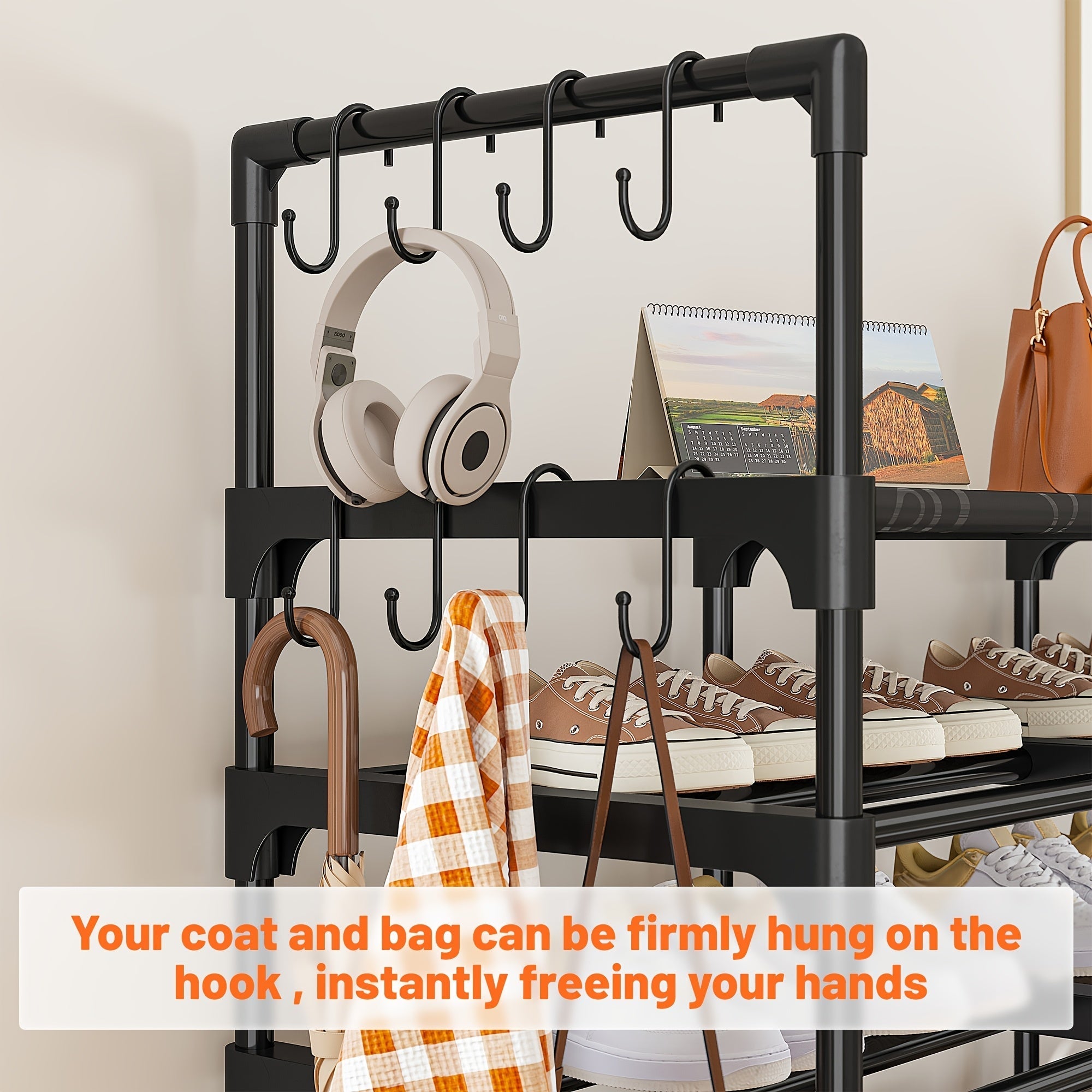 Stackable Shoe Rack Bookshelf Storage Shelf Freestanding Organizer for Entryway