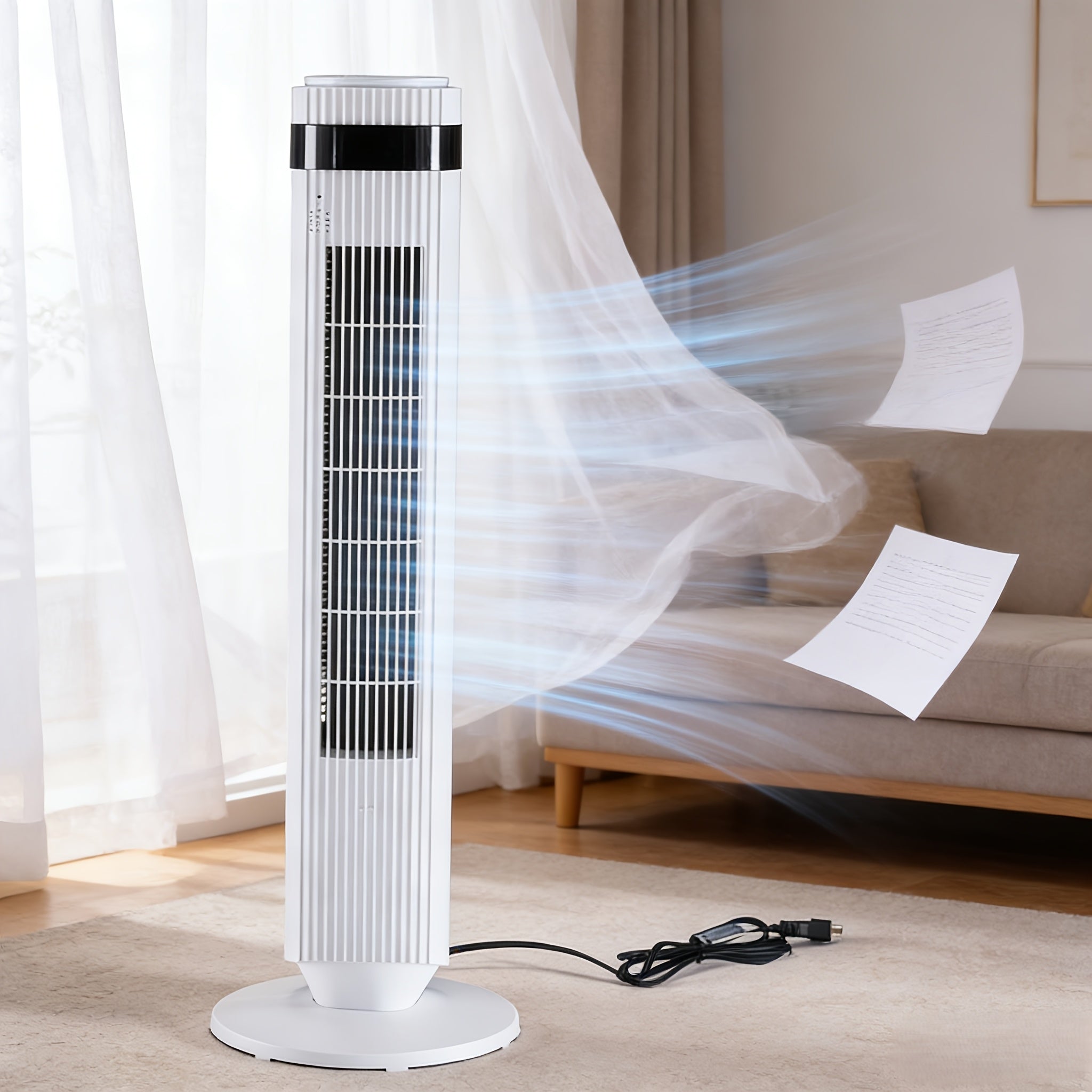 Bladeless Tower Fan - 5 Speeds, 64° Oscillating, Remote & Timer