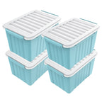 72/97QT Storage Box with Wheels & Lid – Stackable Heavy Duty Organizer 4-6-Pack