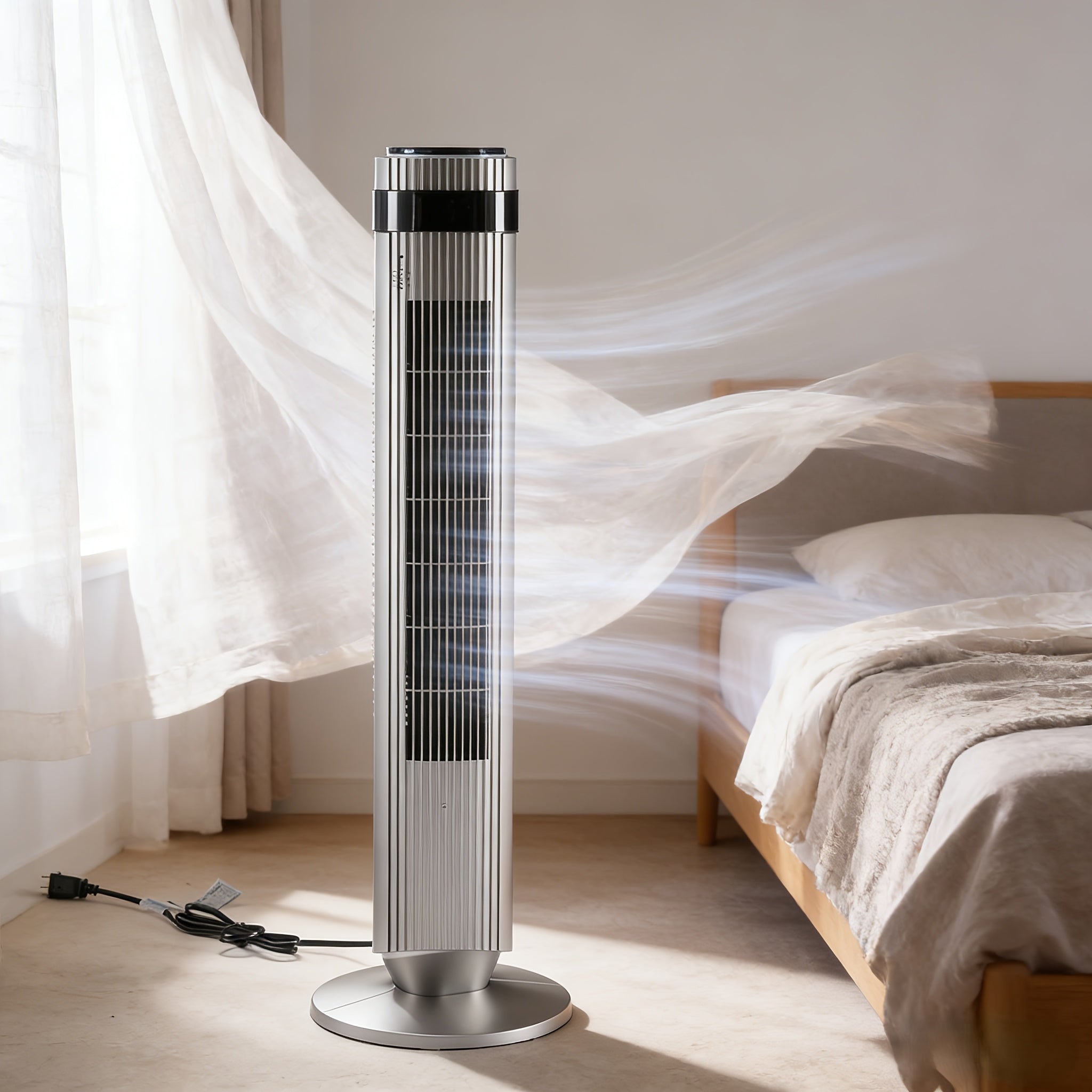 Bladeless Tower Fan - 5 Speeds, 64° Oscillating, Remote & Timer