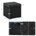 Costoffs 2PCS Rattan Storage Ottomans with Cushions – Outdoor Wicker Footstools & Side Tables for Patio, Garden & Balcony
