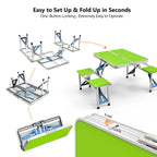 4FT Folding Camping Table w/4 Seats Portable Aluminum Table Set