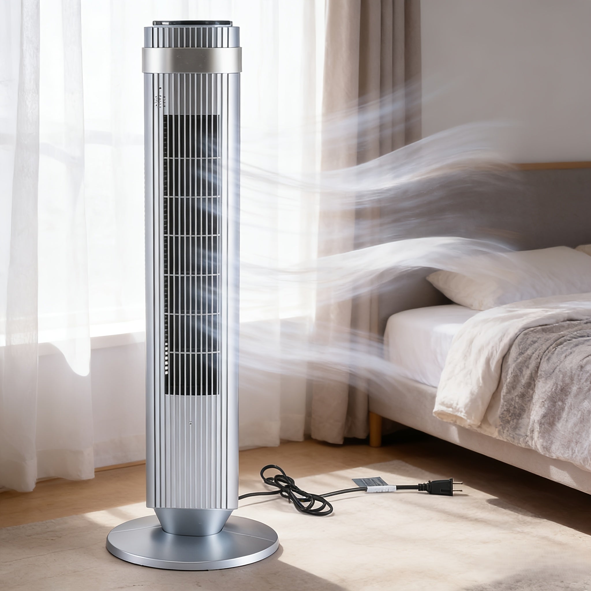 Bladeless Tower Fan - 5 Speeds, 64° Oscillating, Remote & Timer