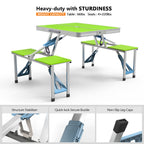 4FT Folding Camping Table w/4 Seats Portable Aluminum Table Set