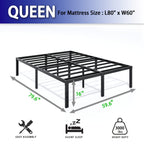 Heavy Duty Metal Bed Frame Platform Mattress Foundation No Box Spring Black