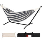 Heavy Duty Double Hammock with Steel Stand 450lbs Portable Outdoor Indoor Blue