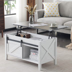 Lift Top Coffee Table 36" Farmhouse Rustic Wood Hidden Storage & Sliding Barn