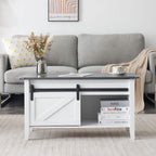 Lift Top Coffee Table 36" Farmhouse Rustic Wood Hidden Storage & Sliding Barn