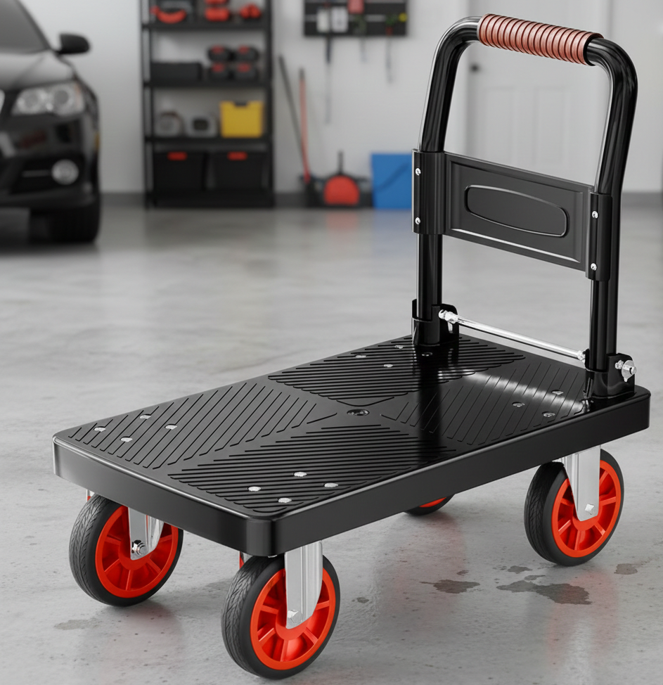 Heavy Duty Folding Platform Cart-350/660/680/820 lb-Flatbed Hand Truck with Strap
