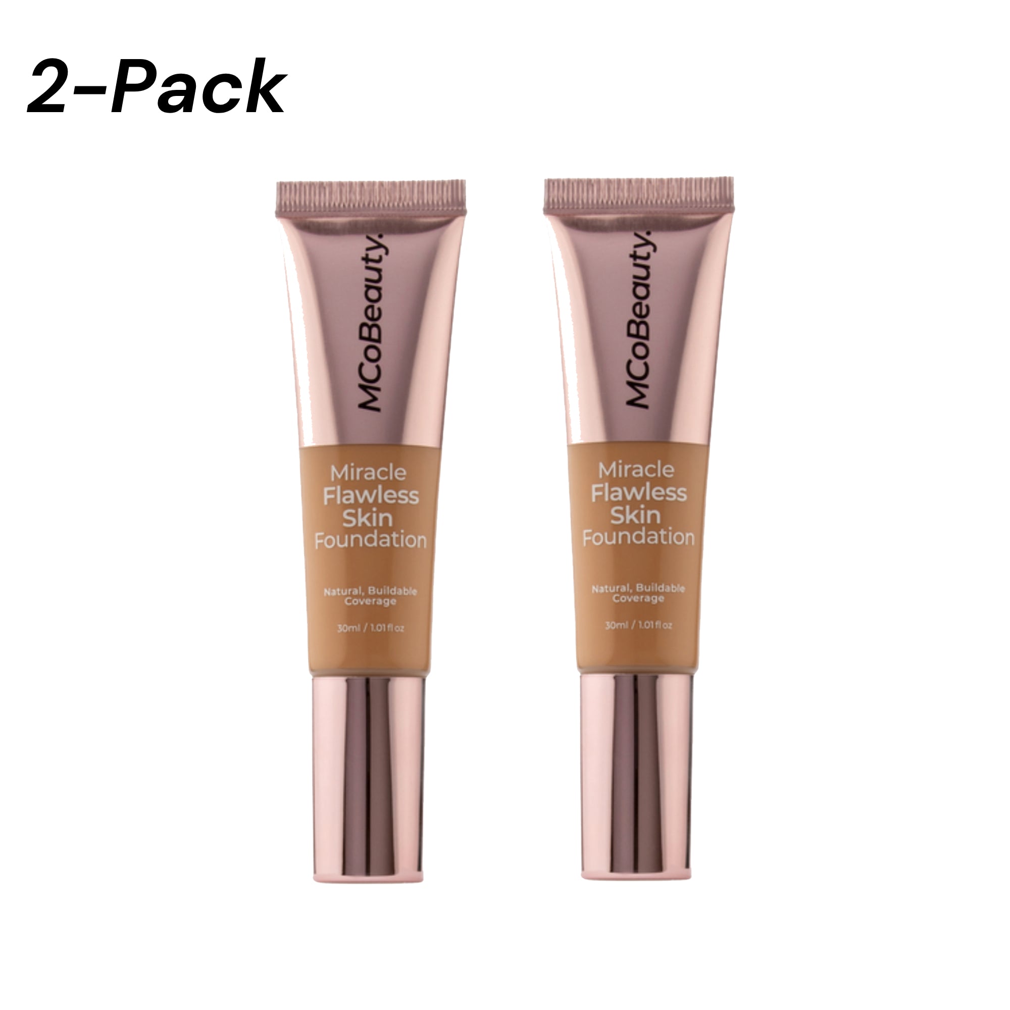 2-Pack MCoBeauty Miracle Flawless Skin Foundation – Medium Warm, 30ml