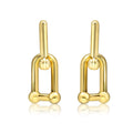 U-Shape Ball Chain Chunky Gold Plated Earring with Gift Pouch