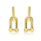 U-Shape Ball Chain Chunky Gold Plated Earring with Gift Pouch