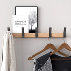 Nordic Wall-Mounted Coat Rack | Adjustable Dual Hooks in Black & Wood Finish