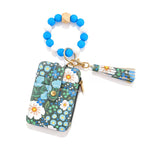 Boho Beaded Tassel Keychain, Flower Pattern Bag Charm for Women