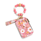 Boho Beaded Tassel Keychain, Flower Pattern Bag Charm for Women