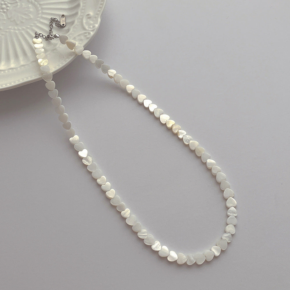 Natural Bead Heart Shell Necklace