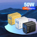6-Port Travel Charger Adapter – Multi-Interface USB-C Charging Hub for Phones & Devices