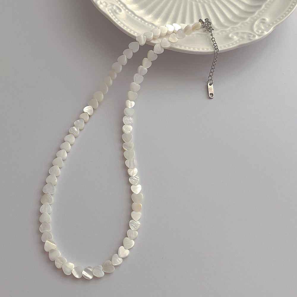 Natural Bead Heart Shell Necklace