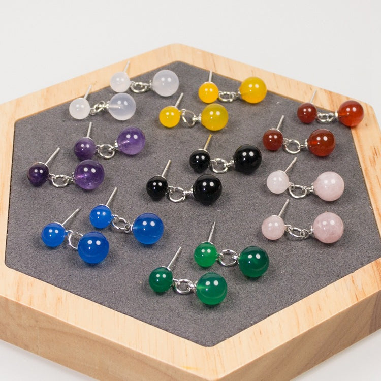 Multicolor Natural Agate Raw Stone Earrings