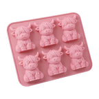 6‑Cavity Mini Highland Cow 3D Ice & Dessert Mold