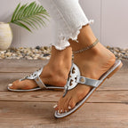 Women's Fashionable Plain Color Slide Sandals, Casual Comfortable Flat Sandals,Boho Casual Sandals