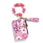 Boho Beaded Tassel Keychain, Flower Pattern Bag Charm for Women