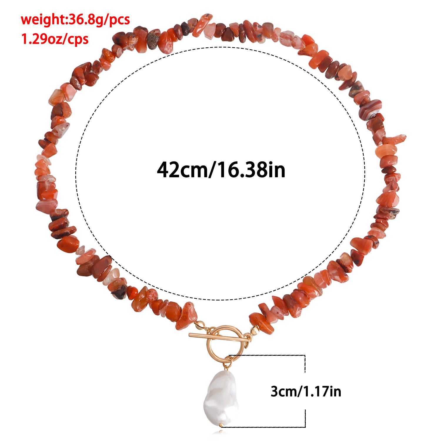 Vintage Sexy Red Gravel Natural Stone Necklace