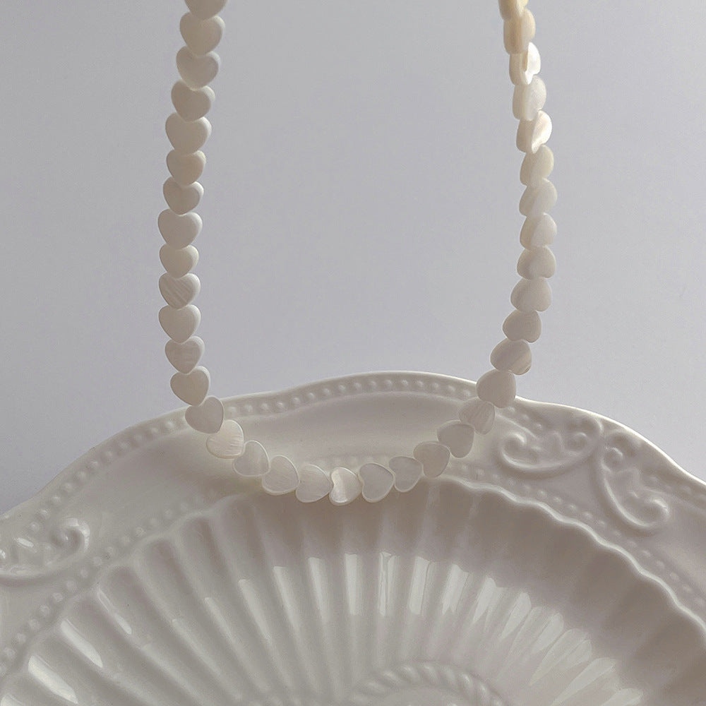 Natural Bead Heart Shell Necklace