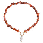 Vintage Sexy Red Gravel Natural Stone Necklace
