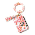 Boho Beaded Tassel Keychain, Flower Pattern Bag Charm for Women
