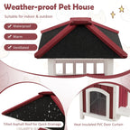 2-Story Wooden Cat House with Asphalt Roof Balcony and Rain Curtain