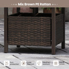 Outdoor Side Table All-Weather PE Wicker Patio Table with Umbrella Hole