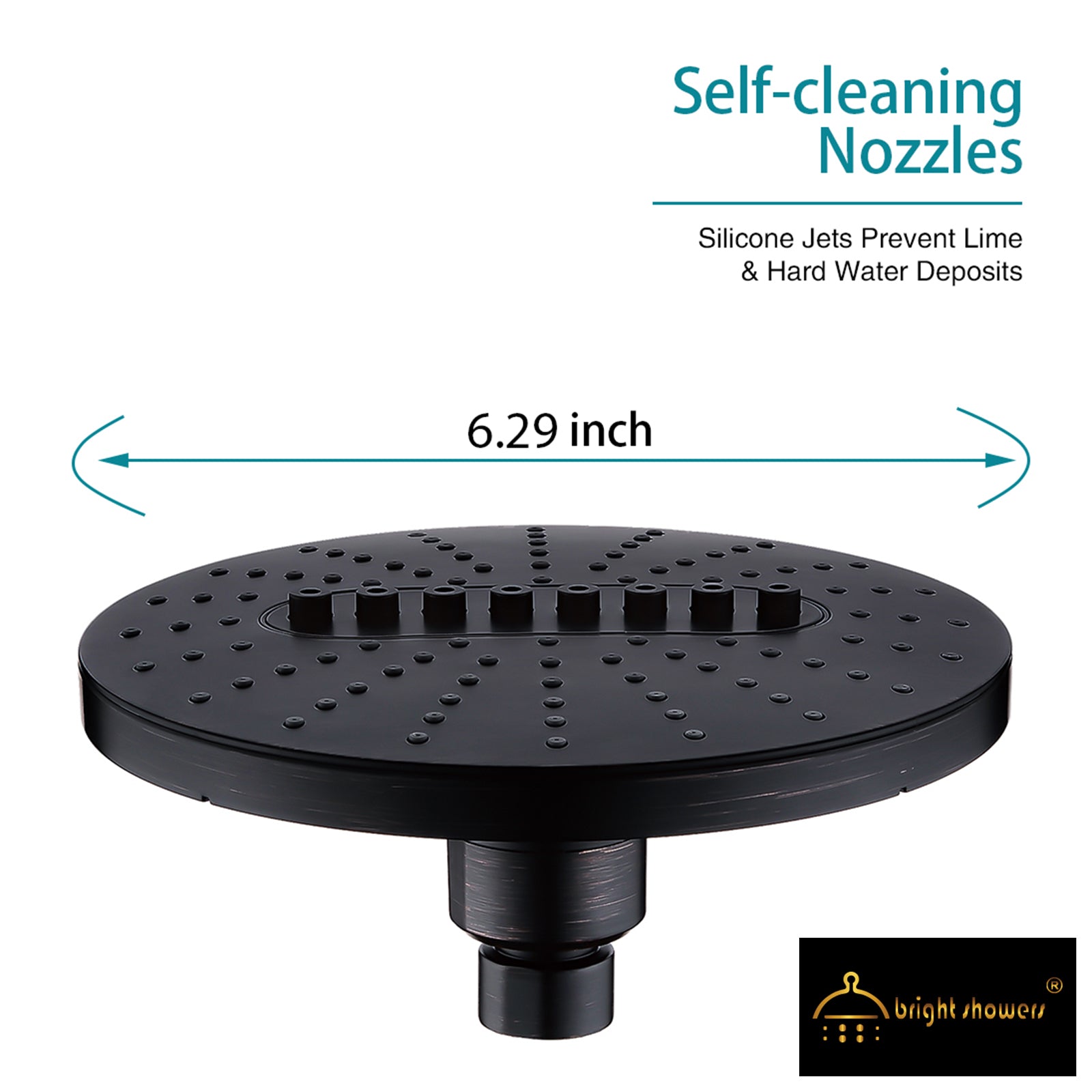 Bright Showers 6.3" 2-Spray Rainfall Shower Head with Adjustable Angles