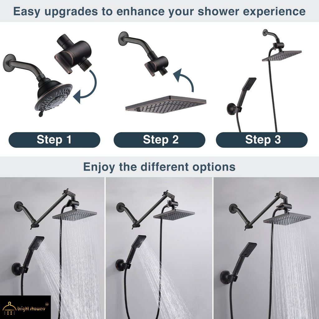 Dual Shower Head-Rain Shower Head with Handheld Shower Set, Diverter