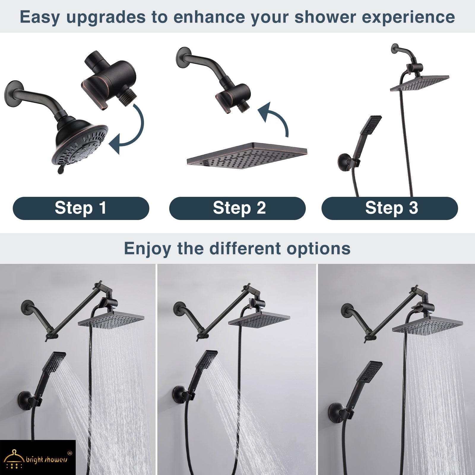 Dual Shower Head-Rain Shower Head with Handheld Shower Set, Diverter