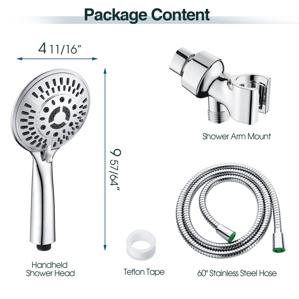 9-Spray Handheld Shower Head Set with Hose and Shower Arm Mount