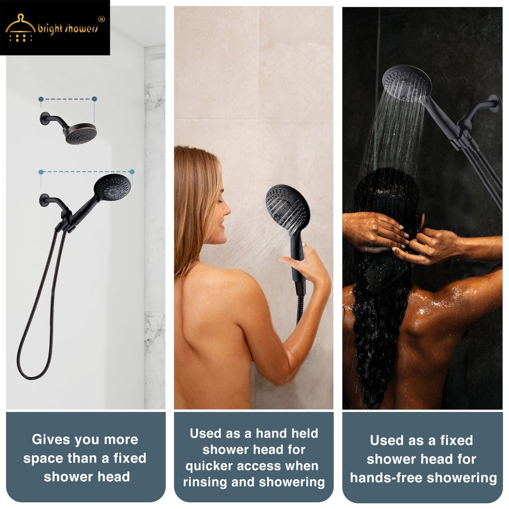 9-Spray Handheld Shower Head Set with Hose and Shower Arm Mount