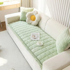 Plush Couch Cover Pleated Edges Sofa Protection Comfort