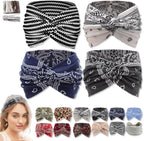 Printed Cross Yoga Headband, Print Hair Band Wide Elastic Hair Band, Twist Knot Headbands