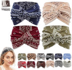 Printed Cross Yoga Headband, Print Hair Band Wide Elastic Hair Band, Twist Knot Headbands