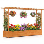 Raised Garden Bed Planter Box with Lattice Trellis Drainage Holes